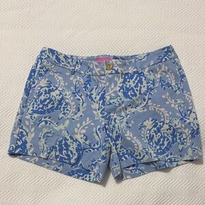 Lilly Pulitzer Blue and White Patterned Women's Shorts